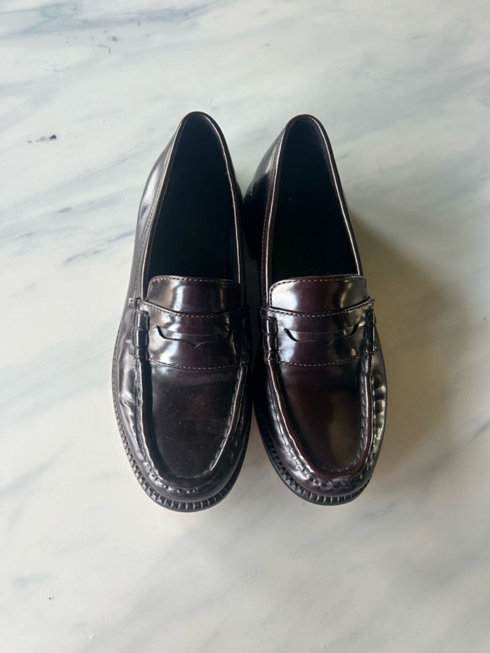 Freda Salvador Espresso Brown Leather Penny Loafers - Picture 2 of 6